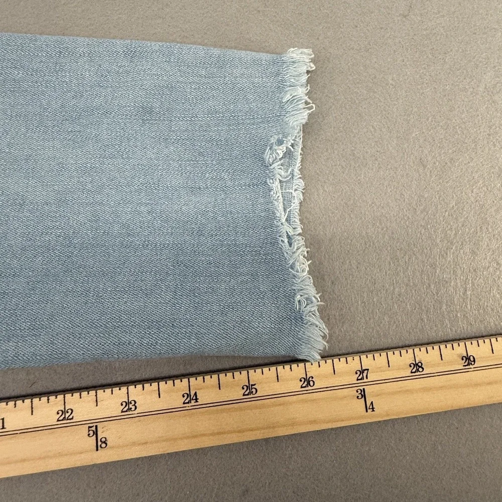 Levi's 513 Slim Straight Jeans Mens 34x30 Light‎ Wash Stretch Raw Hem Distressed